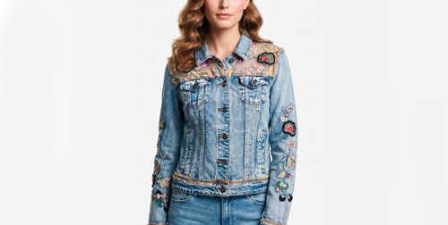 Veste brodée jean - brodée, desigual