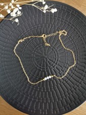 Envoi GRATUIT - Collier Pierre de Lune  - NEUF - Monté à la main - Acier inox.