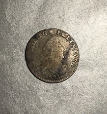 QUADRUPLE SOL AUX DEUX L 1692 LOUIS XIV ATELEIR E TOURS / FRANCE MONNAIE ARGENT.