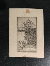 Dessin au fusain du clocher de Rousset (Drôme, 26)