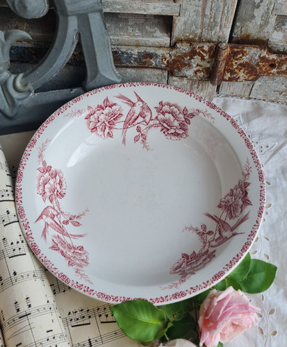 Ancien plat rond creux terre - ancien,
