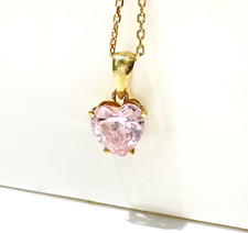 Vintage Gold and pink amethyst heart pendant