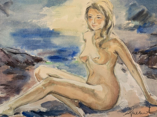 Aquarelle portrait jeune femme - aquarelle,