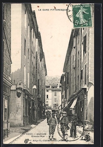 Cpa anduze grande rue vue - grande, de