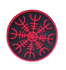 Patch écusson viking noir rouge symbole thermocollant
