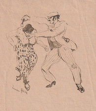 DESSIN A L'ENCRE SUR PAPIER CALQUE SIGNÉ LUCIEN ADRION PEINTRE ALSACE