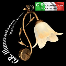 Applique classique rouille or 1 lumière lampe murale verre jaune paille DINA