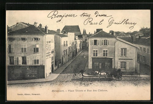 Cpa mirecourt place - thiers, et