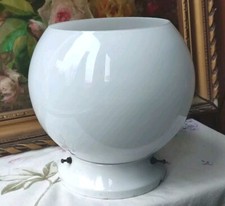 ANCIEN LAMPE OPALINE BLANCHE PIED PORCELAINE ANNÉES 50 ELECTRIFICATION A REVOIR
