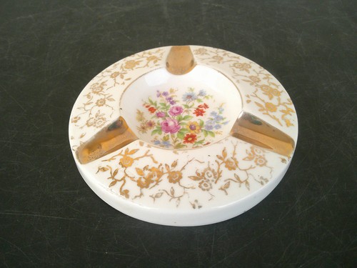 Cendrier decor fleuri limoges - cendrier,