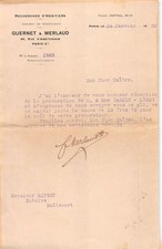 1920 CABINET DE GENEALOGIE GUERNET & MERLAUD A PARIS - M. RIPERT A MALLEMORT