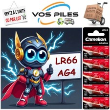Piles Alcaline 1,5V : AG4 LR66 LR626 177 376 377 G4 SR66 SR626SW 18 mAh Camelion