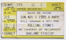 Billet concert ticket stub THE ROLLING STONES USA 05/11/1989 Oakland Stadium