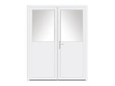 PORTE DE SERVICE PVC 2 VANTAUX VITREE 1/2 HAUT 2150 x 1500