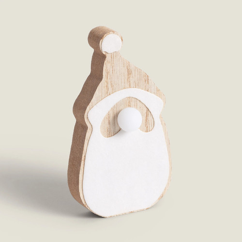 Père noël led bois - bois, pile