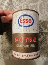 ESSO HUILE Plein  ancien pot bidon  extra motor oil auto garage