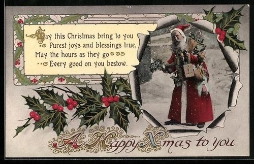 Carte postale père noël avec - postale,