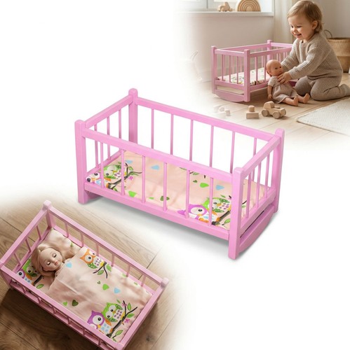 Berceau bois rose poupée - , +