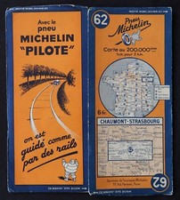 Carte MICHELIN 62 CHAUMONT STRASBOURG 1938 Guide Bibendum pneu tyre map