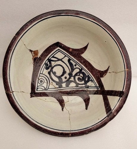 Ancien plat céramique - plat, décor