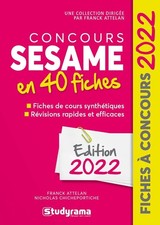 CONCOURS SESAME EN 40 FICHES: 2022 | Très bon état