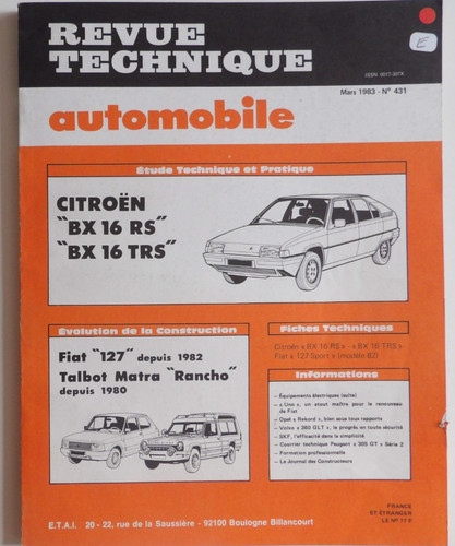 Revue technique automobile rta - revue,