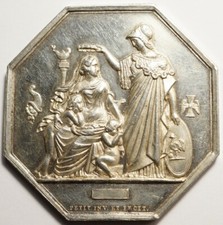 ASSURANCES : TRES RARE JETON ARGENT LE CREDIT VIAGER 1854