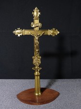 Croix de procession crucifix croix d'autel en bronze Jesus Christ Vierge Marie
