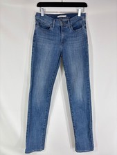 LEVI'S Slim Jeans Femme W28 Effet Fade Stretch Zip Fly