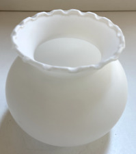 Tulipe de Lampe Vintage en Opaline Blanche Mate - Style Art Déco, Années 1920