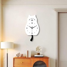 Chat Pendule Mur Horloge silencieuse Ornement de suspension murale pour le