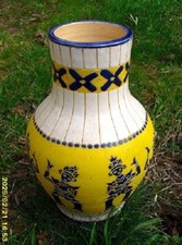 Vase céramique moderne "Danseuses Thaï", signé H