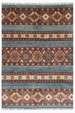 Tapis de chambre en laine bleu oriental de 6 x 8 pieds tapis afghan noué à...
