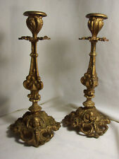 BOUGEOIRS anciens REGULE doré 1900  décor Tête d'enfant Chérubin Fleur