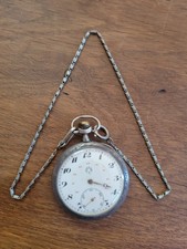 Dollar Montre À Gousset En Argent Ancienne Avec Châtelaine P2562