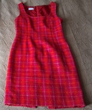 ZAPA : Robe Courte sans Manches en Tweed de Laine à Carreaux Rouge Taille 38
