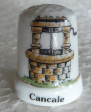 Dé à coudre de collection en porcelaine décoré d'un vieux puit Breton de Cancale