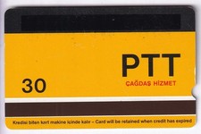 TEST CARTE CARD .. TURQUIE 30U ALCATEL PTT RARE NEMRUT BARCODE NOIRx2 MAGNETIQUE