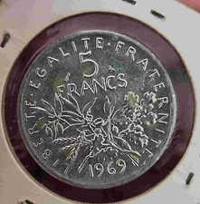 pièce  5F semeuse en argent années 1969