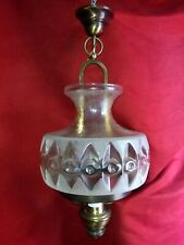 Suspension en cuivre et abat-jour en verre XX Siècle à électrifier