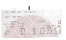 RARE / TICKET BILLET DE CONCERT - JOHNNY HALLYDAY : LIVE A PARIS ( FRANCE ) 1982