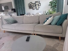 Canapé 4 places tissi gris clair