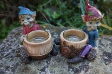 97286  2 BOUGEOIRS   FIGURINE  TROLLS  LUTIN PIXIE  ELFES   PIXIES FARFADET FEE