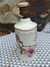 Limoges porcelaine ancien pied de lampe décor fleurs