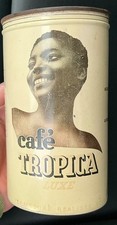 BOÎTE PUBLICITAIRE CAFÉ TROPICAL LUXE FEMME DE COULEUR CAFÉ MOULU 1950-60