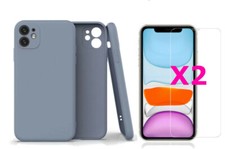 Coque Silicone Pour iPhone 11 Couleur Gris Protection Objectif Appareil Photo +
