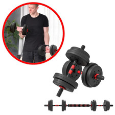 Haltères Courtes 15Kg 2en1 Réglables Barres Musculation Haltérophilie