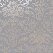 Papier Peint Métallique Damassé Floral Brillant Holden - Rose Doré / Gris 12712
