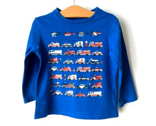 Adorable T-shirt Bleu motif Voitures Gap 2 ans Coton TBE Camion Pompier Police