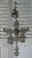 Vintage Metal Byzantine Cross Candle Holder St George